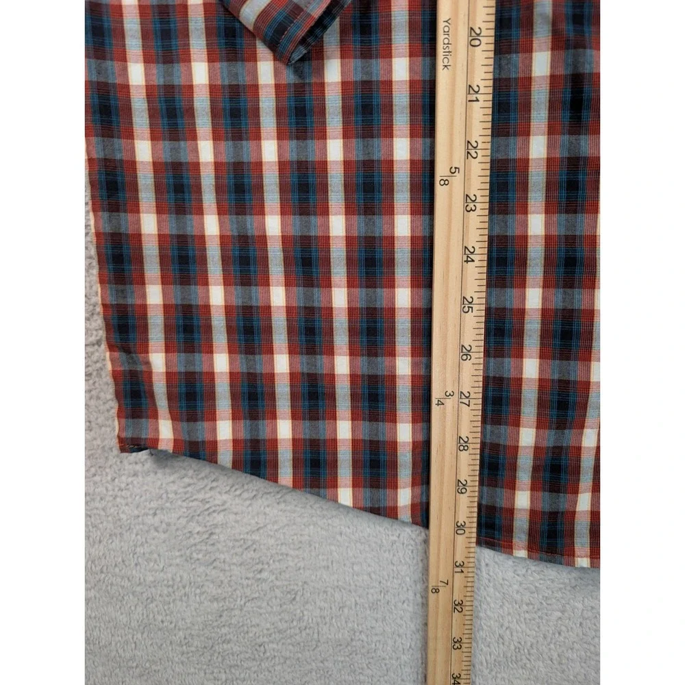 George Strait Wrangler Mens Plaid Western Snap Shirt Red Blue‎ M MGX314
